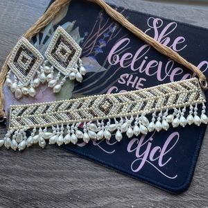 New! Sea and Shore Multibeads Chevron Necklace with Earrings